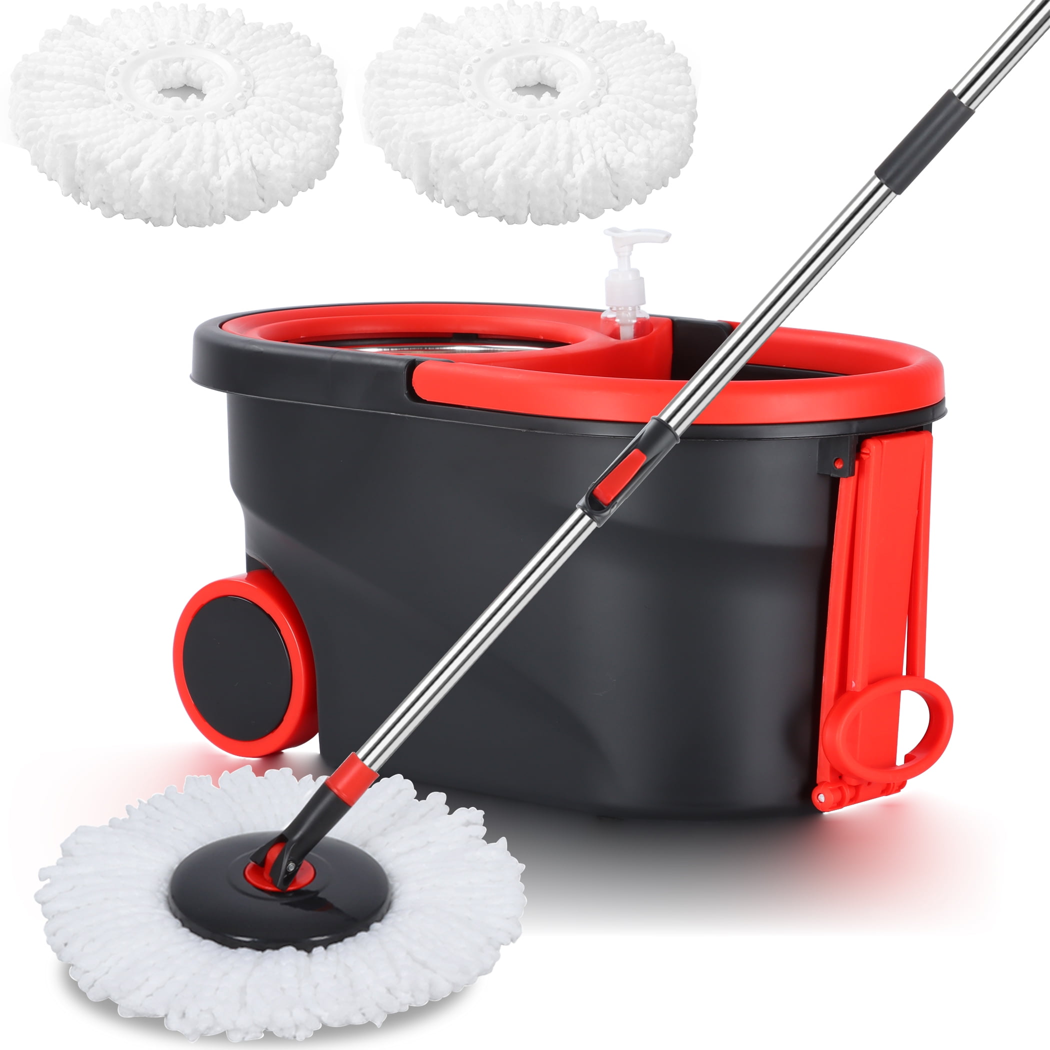 Spin Mop and Bucket Set, Stainless Steel Mop Bucket with Wringer