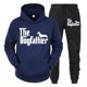 thumbnail image 3 of Conjunto de dos piezas "El Dogfather" Divertido chándal casual para amantes de los perros salchichas para hombre Otoño Conjunto de ropa deportiva holgada con capucha estilo hip hop con animales, 3 of 5