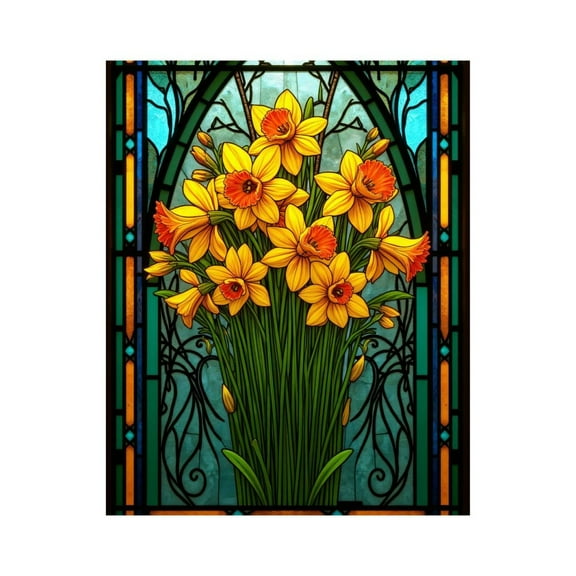 Paint by Numbers Kit for Adults, Stained Glass Floral Art Deco Paint by Numbers, Easy Paint by Numbers Kit for Adults Beginner, DIY Adult Paint by Number Kits on Canvas, Home Decor