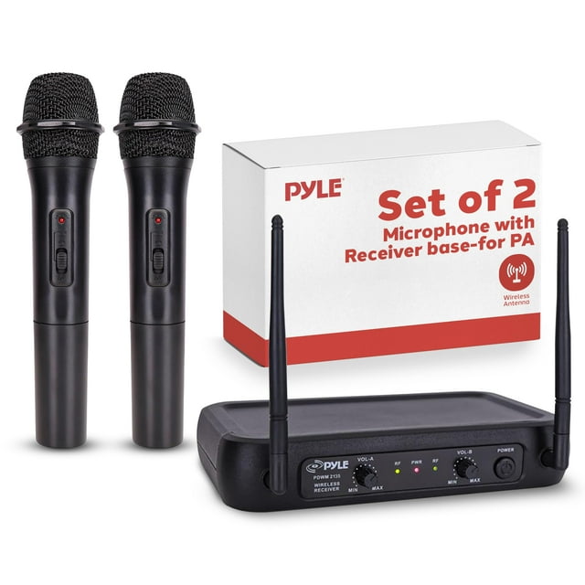 Sistema de micrófono inalámbrico Pyle PDWM2135 VHF Dual Black