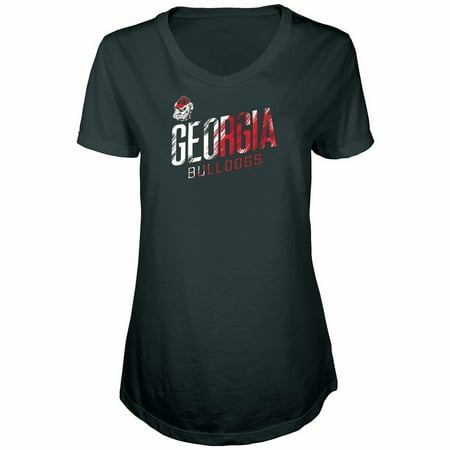 - Women's Russell Black Georgia Bulldogs Tunic Cap Sleeve V-Neck T-Shirt