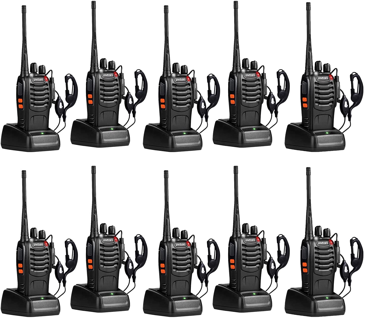 Walkie Talkies for Adults Two Way Radios Long Range with Headphones,16  Channel Handheld Way Radio Rechargeable with Flashlight Li-ion Battery  and Charger（10 Pack）