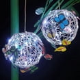thumbnail image 2 of Bola Redonda Colgante de Jardín con Mariposa y Lámpara Tejida, Luz Decorativa Solar, Metal para Exteriores A, 2 of 5