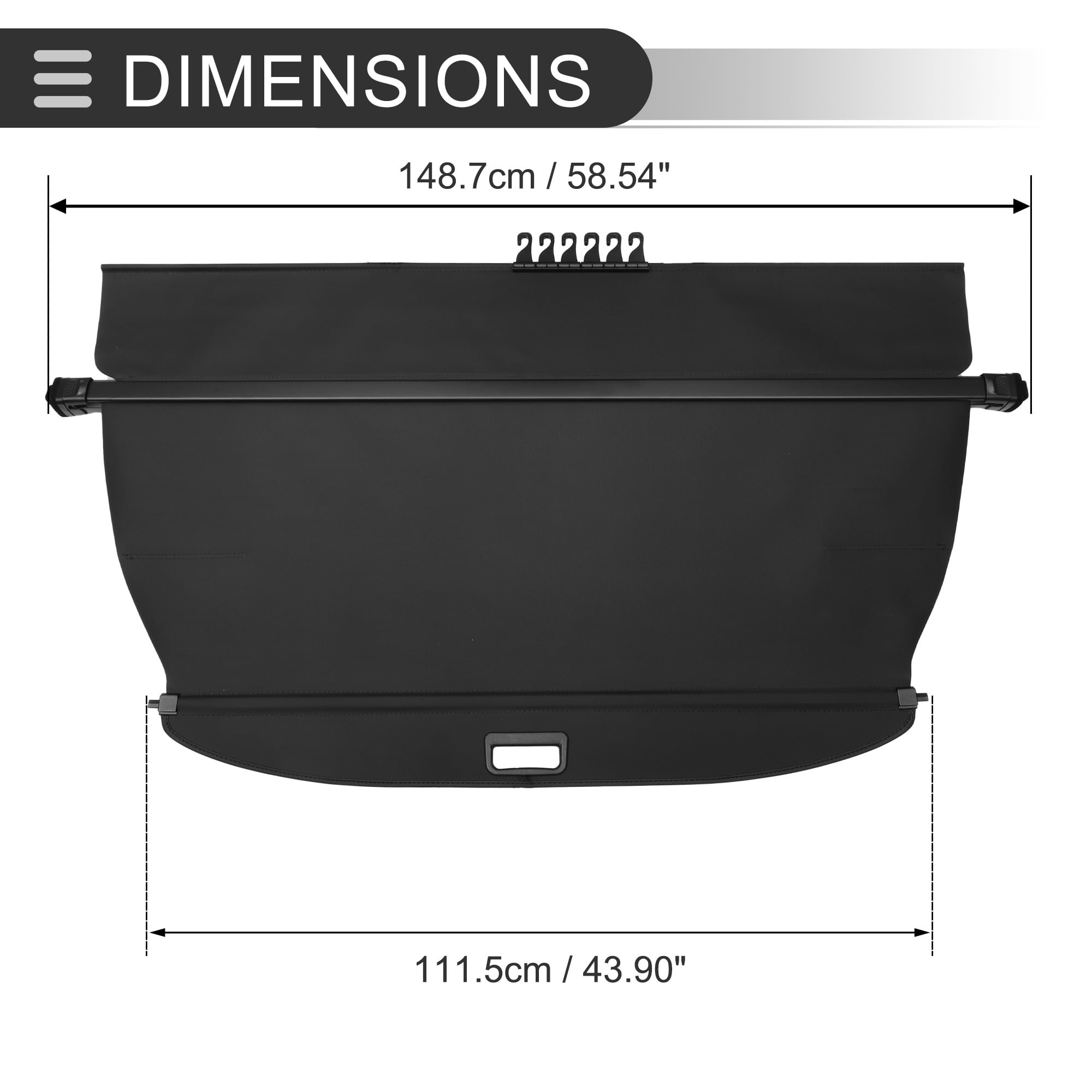 Unique Bargains Retractable Cargo Cover Gloss Black for Volvo XC90 2003-2014