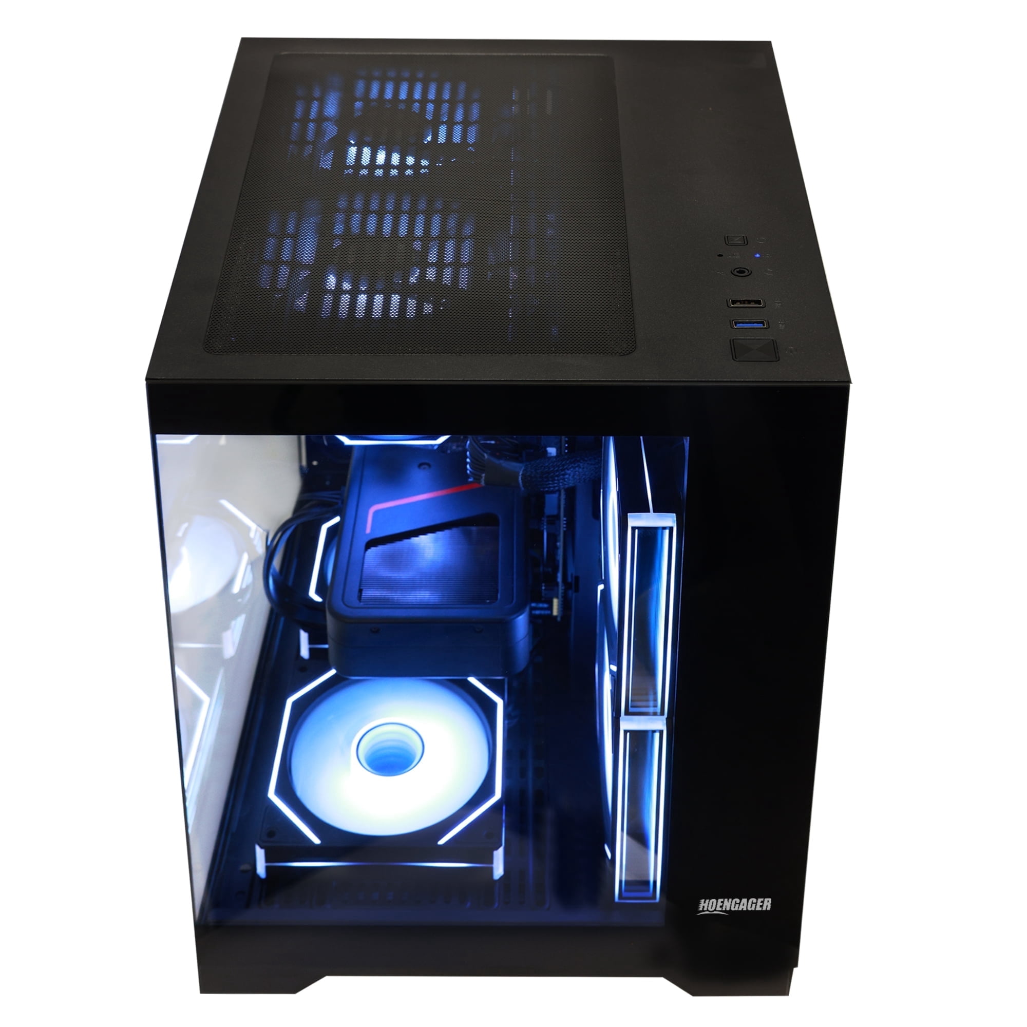 Hoengager Gaming Desktop Intel Core i5 14400F, GeForce RTX 5050 8GB, 32GB DDR4, 1TB PCIe and 1TB SATA SSD, RGB Fans, Windows 11 Prebuilt PC-Black