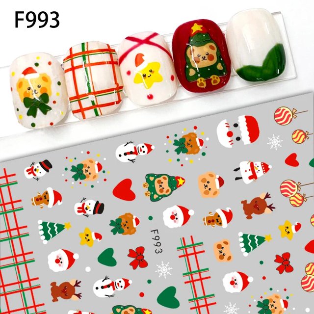 Pegatina de copos de nieve blancos de Navidad para uñas, calcomanías de uñas de dibujos animados en relieve 5D, muñeco de nieve, alce, campana, deslizadores, manicura DIY, 8x10cm