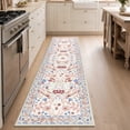 thumbnail image 3 of Findosom 2'x8' Washable Runner Rug for Hallway,Non Slip Floral Laundry Runner Rugs,Low Pile Faux Wool Floor Mat Stain Resistant Carpet Runner Rug for Bedroom Kitchen Living Room Entrance,Pink, 3 of 8