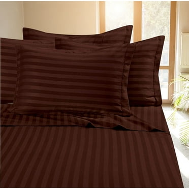SHCKE Bed Sheet Set Dobby Stripe 100% Cotton Sateen 400 Thread Count King/Queen/Full Size Sheet Set Soft Bed Sheets