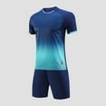 thumbnail image 2 of CYRBOKO Boys Athletic Outfit Sets, Breathable Short Sleeve Elastic Waist Quick-dry Summer Top and Shorts Dark Blue Size 12 T, 2 of 4