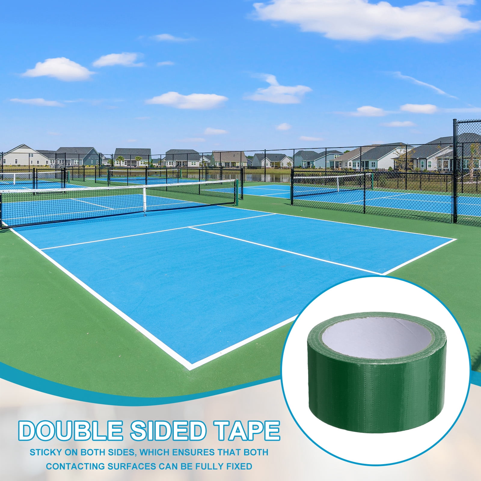 Pickleball Court Tape, Waterproof Court Line Tape for Cables Photography Green 2 in x 16 Yard