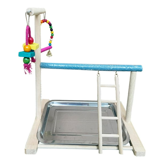 Parque Infantil para Loros, Juguete para Masticar pájaros, Juguete con Campana para Loros, Soporte para Perca para Entrenamiento de Loros, Gimnasio