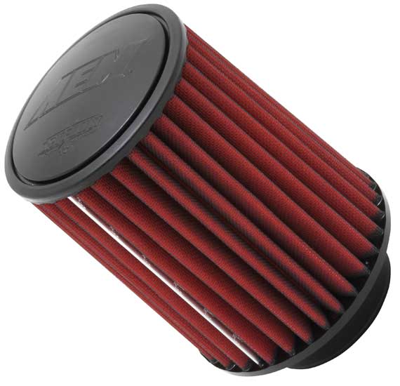 AEM 21-203D Universal DryFlow Clamp-On Air Filter: Round Tapered; 3 in Height; 6 in Base; 5.125 in 130 mm 152 mm Flange ID; 5.125 in 130 mm 76 mm Top