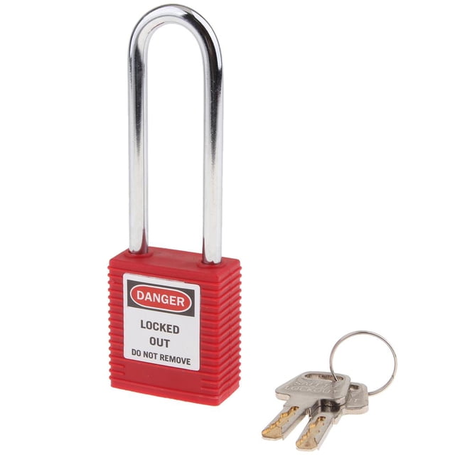 Candado de bloqueo de seguridad shamjiam con grillete duradero 125 mm rojo