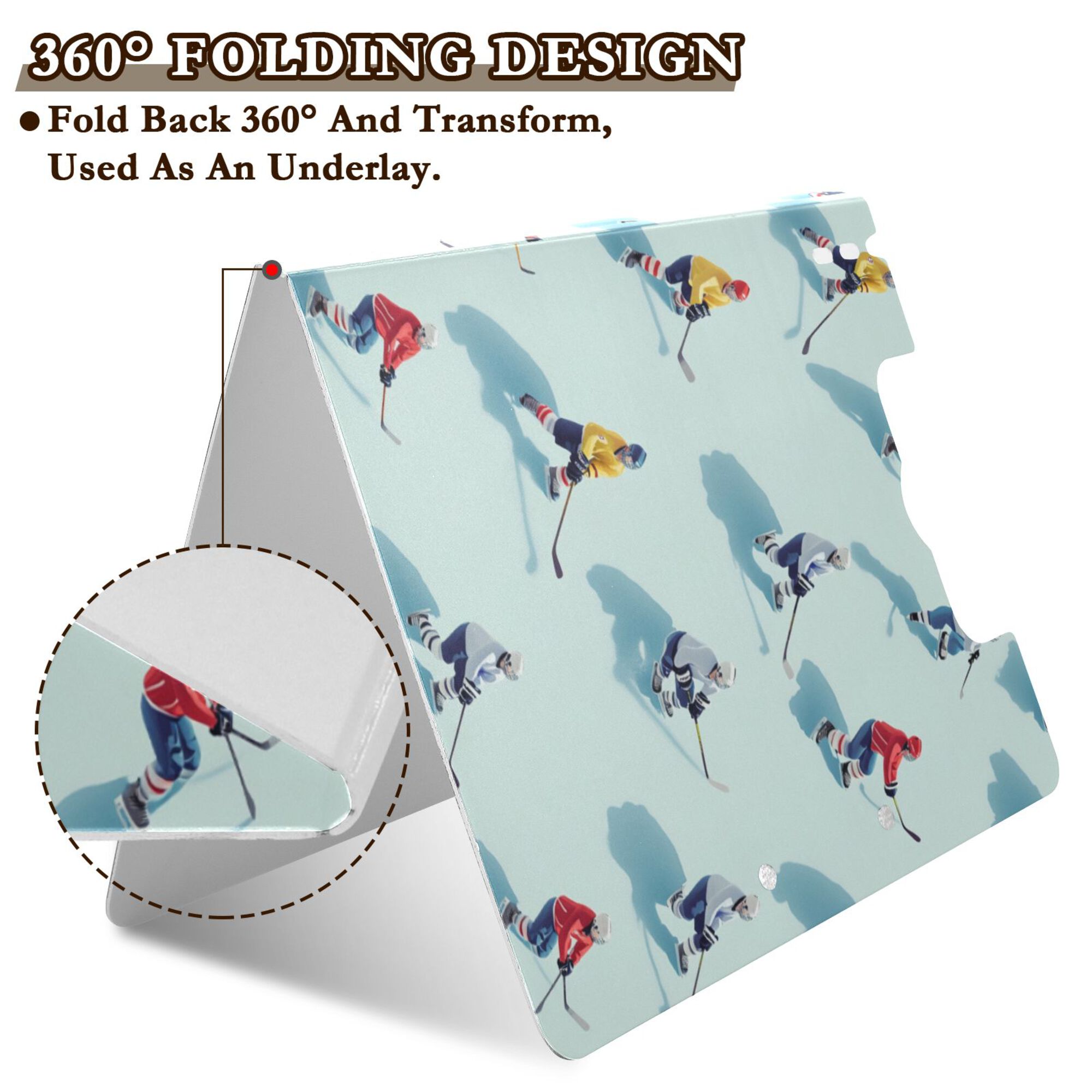 FORMRS A4 Clipboard Folder with Pen Holder Horizontal Foldable School Office Binder, Ice Hockey