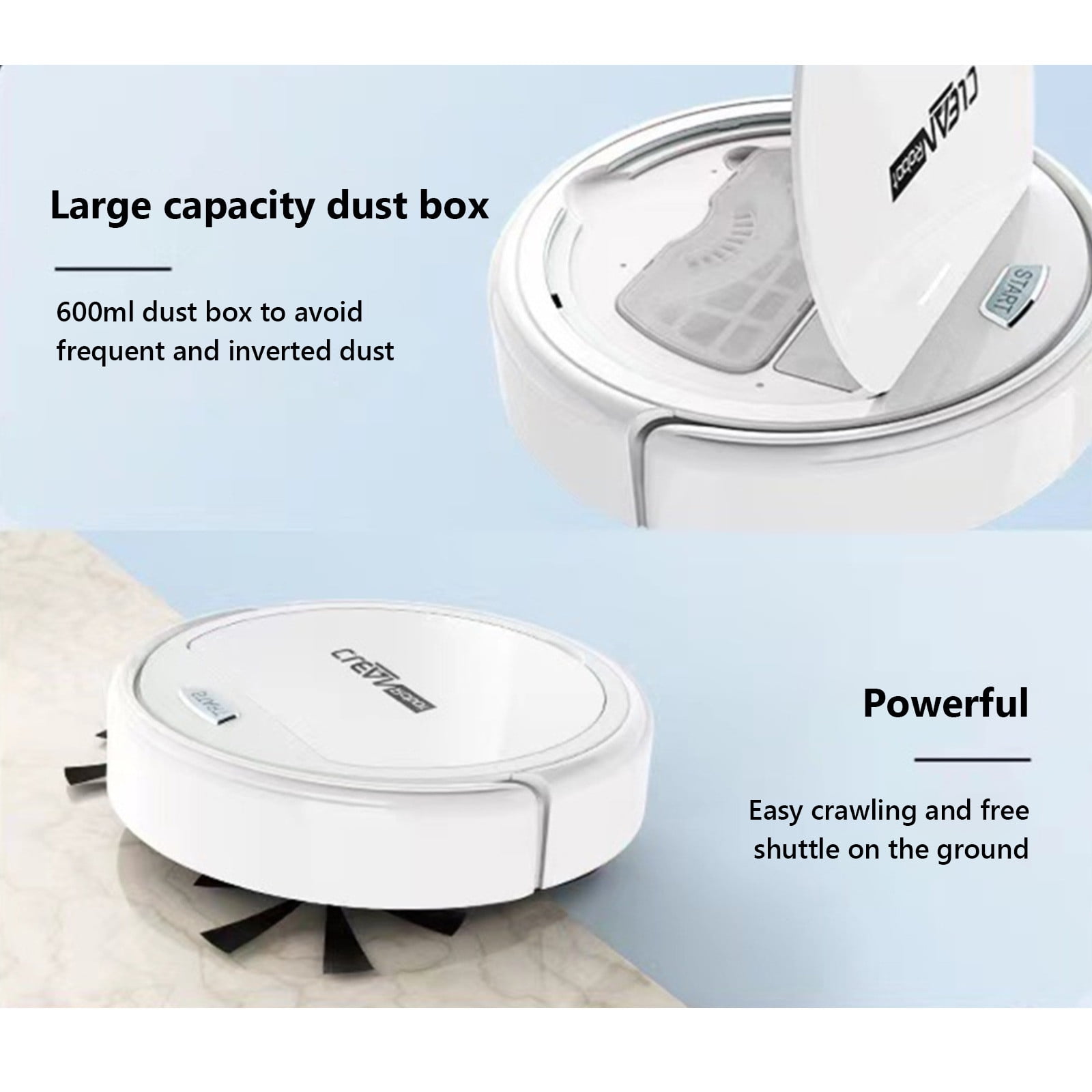 Vikakiooze Robot Vacuum And Mop Combo, 3 In 1 Robotic Vacuum Cleaner With Dustbin/Brush, Blocked By Hair, Ideal For Hard Floor/Pet