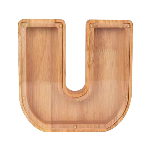 Birdeem Personalized Wooden Name Money Box Wooden Deposit Box Twenty Six English Letters