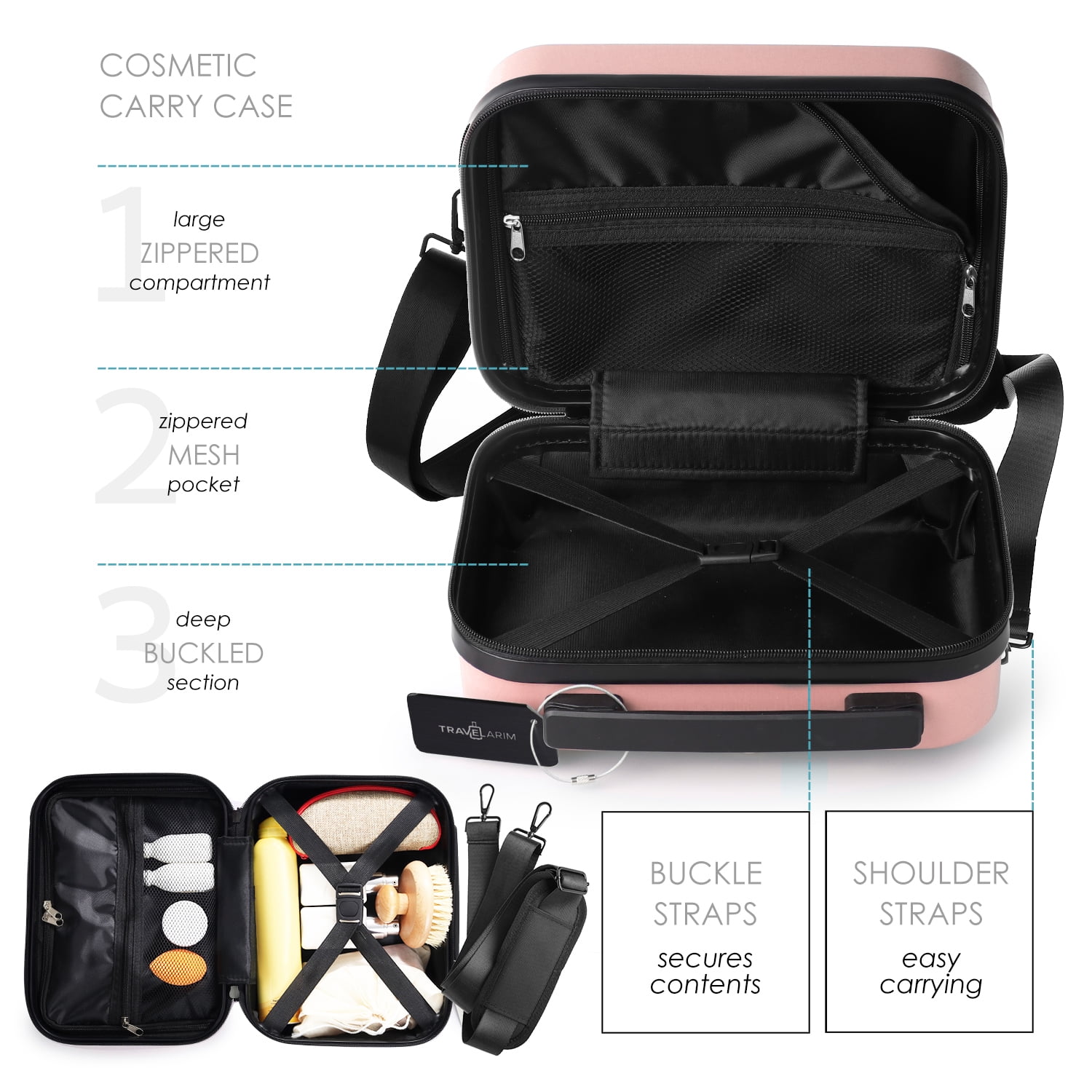 StorageBud 22" Hardside Carry On Luggage 22x14x9 Airline Approved and Expandable Luggage, Front Pocket Luggage Set Spinner Suitcase Set, Pink