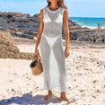 thumbnail image 1 of MKLEKYY Tankini Maillots de Bain pour Femmes Robe Longue d'Été Plage Aguichant Col Rond Dos Nu Sans Manches Robe Smockée Fendue, 1 of 8