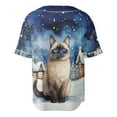 thumbnail image 2 of Hello Winter Siamese Welcome Snowy Night Watercolor Vintage All Over Print 3D Baseball Shirt Cat Lover Kitten Owner Gifts Softball Sport - 01011, 2 of 6
