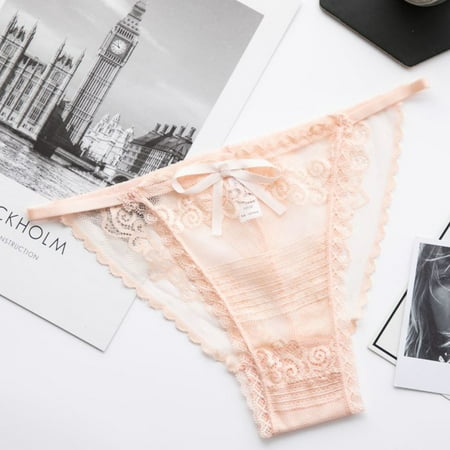 GZWYHT Thongs for Women Clearance Seamless Thongs New Fashion Sexy Lingerie Lace Brief Underpant Sleepwear Underwear Bow G-thong Crotchless Underwear Lace Underwear No Show Underwear Brown M