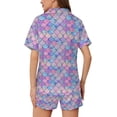 thumbnail image 4 of SKQIT Ensembles de Pyjama à Manches Courtes pour Femmes, 2 Pcs en Satin Doux Imprimé Mignon Chemise Boutonnée et Shorts, 4 of 8