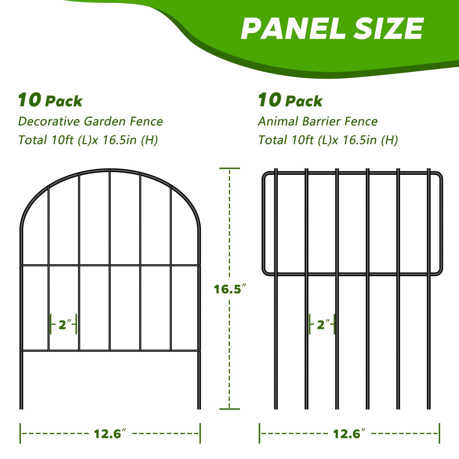 Metal Decorative Garden Fence(about 10 pieces), metal frame folding fence, suitable for flower beds, patios, animal barriers