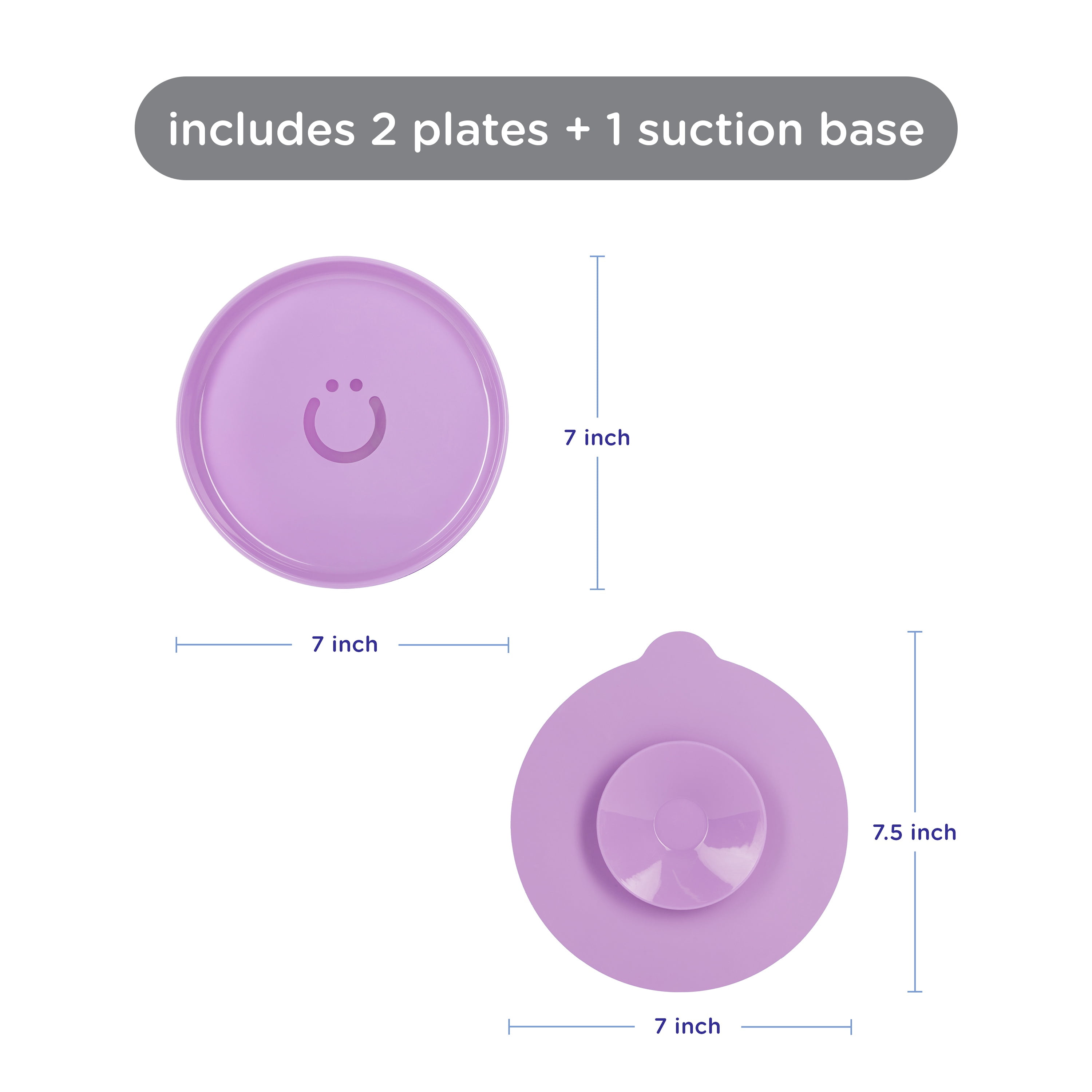 Ubbi Suction Plate Set with Interchangeable Suction Base for Babies and Toddlers, 2 Pack, Smoothie Purple