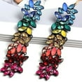 thumbnail image 2 of HOOUN Long Big Red Dangle Drop Rhinestone Earrings Prom Long Crystal Pageant New, 2 of 6