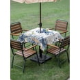 thumbnail image 4 of Outdoor Tablecloth with Umbrella Hole for Patio/Picnic/Party/Camping, Blue Octopus Coastal Waterproof Table Cloth Square Cover Washable, Beach Starfish Nautical Coral Shell (54"x 54"), 4 of 8