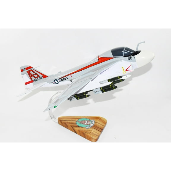 VA-65 Fighting Tigers 1972 A-6e Intruder Model, 1/36th Scale, Mahogany, Navy