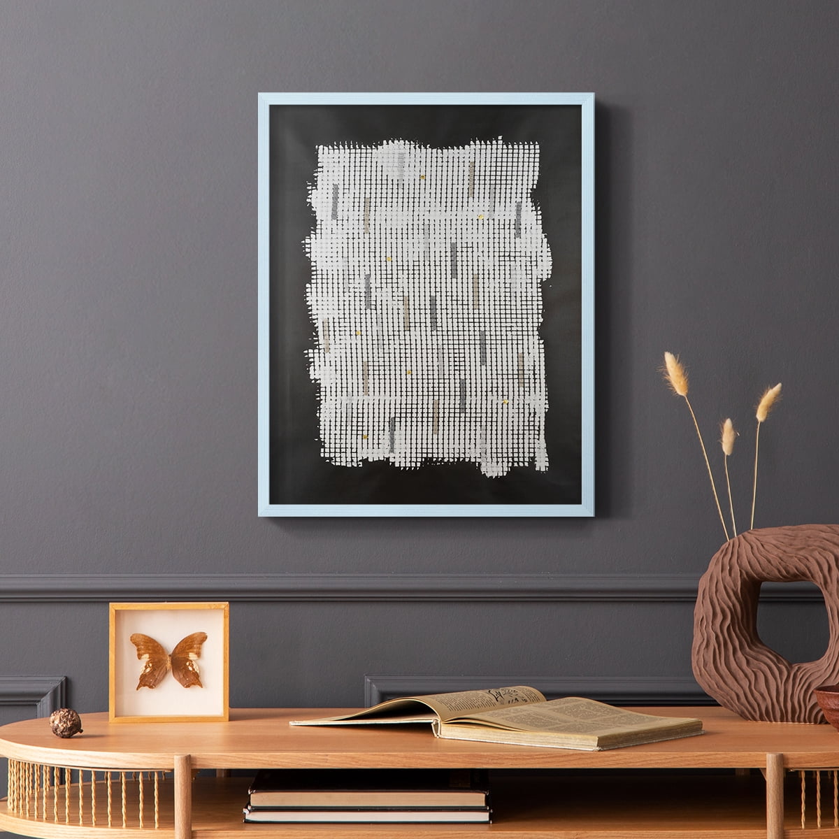 Bits & Bytes II Framed Print in Blue Solid Wood Framed Print No Nail Hanging