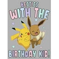 thumbnail image 2 of Boy's Pokemon Pikachu and Eevee Besties with the Birthday Kid  Graphic Tee Athletic Heather Large, 2 of 5