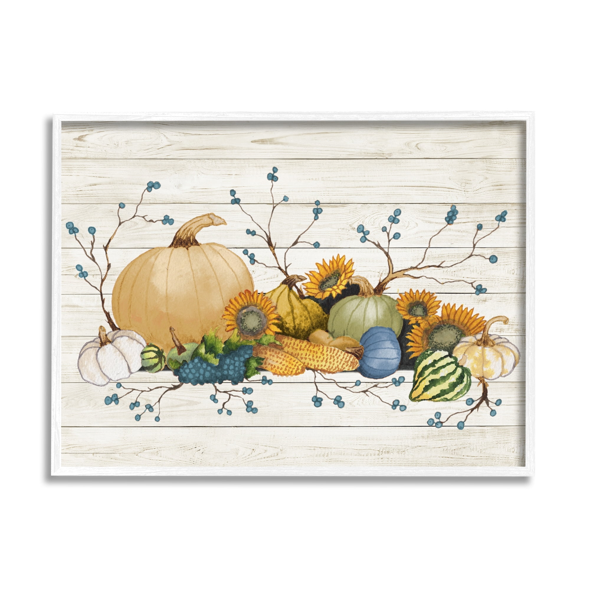 Rustic Abundant Harvest Vegetables Fall Botanical Spread Botanical & Floral Painting Framed Art Print Wall Art