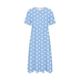 thumbnail image 4 of Gamivast Polka Dot Dress for Women Short Sleeve Crew Neck Maxi Dress With Pockets Loose Fit Casual Dresses A-Line Summer Sundress Sun Dresses Beach Wear, 4 of 5