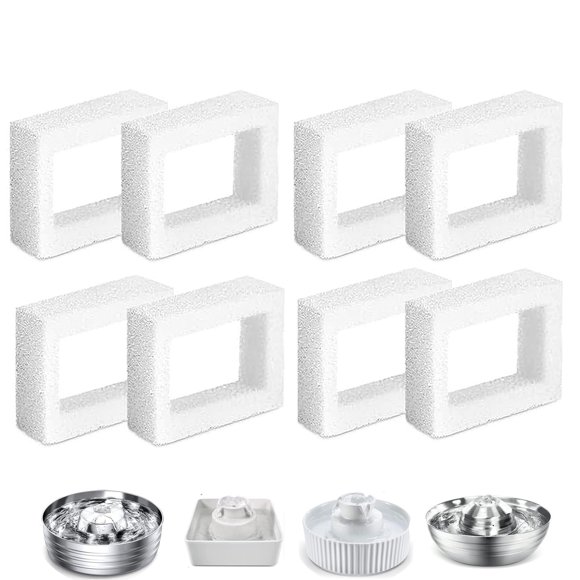 Qzbhct 8 Pack Pre-Filter for Wonder Creature 360 Stainless Steel Cat Fountain Round Square 2L/67oz