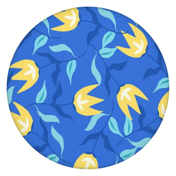 Round Elastic Tablecloth,Waterproof Table Cover,Yellow Tulip Table Cloth Fits 45"-52" Round Tables for Dinner, Outdoor, Picnic, Flowers