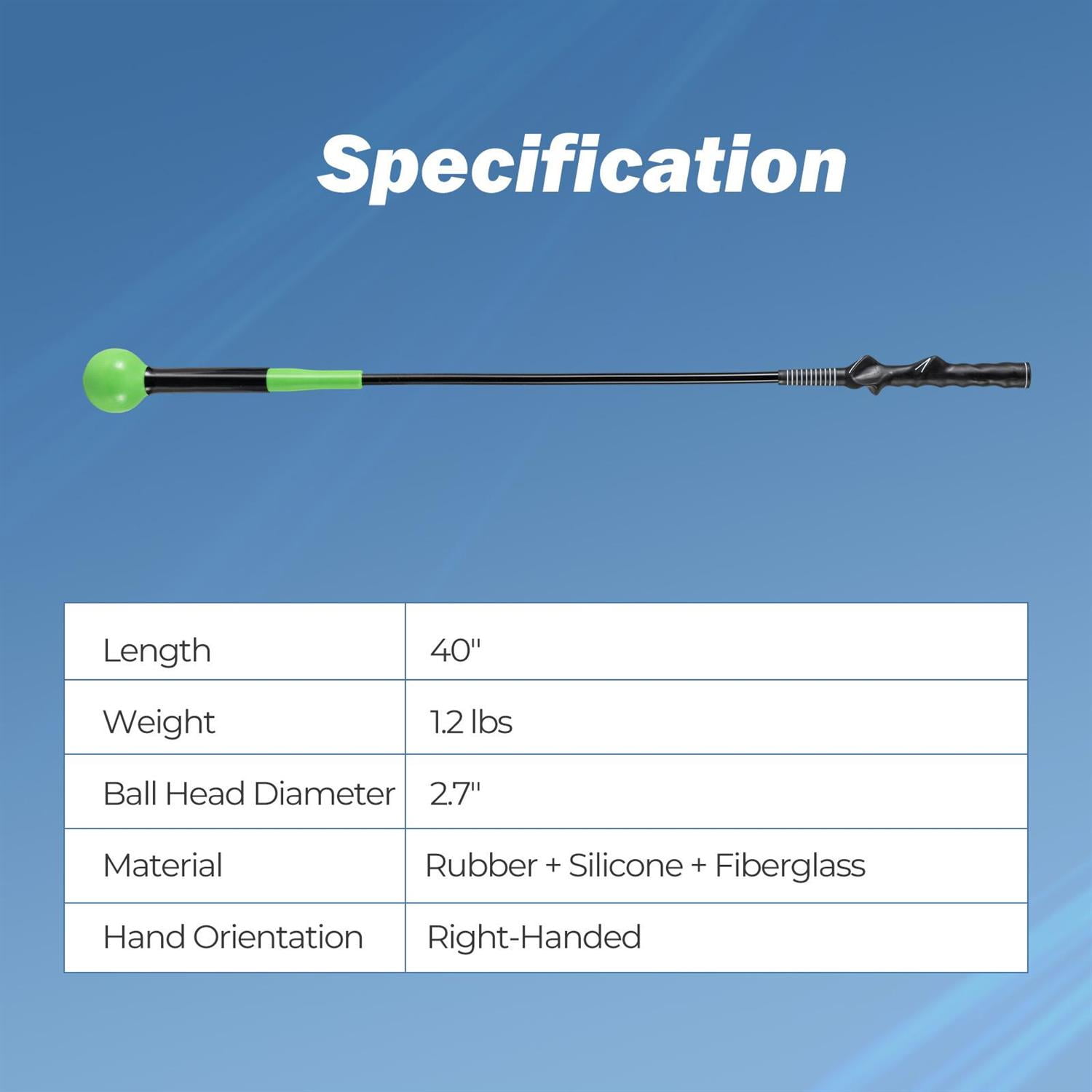 Spaco 40 Inch Golf Swing Trainer, Golf Practice Ergonomic Grip with Weighted Head for Training, Green