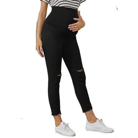 

Plain Maternity Denim Skinny Jeans Slight Stretch Black XXL