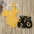 thumbnail image 2 of Kids Girls Summer Clothes Set Knitting Short Sleeve Ruffle Romper Jumpsuit+Tutu Shorts+Headband, 2 of 9