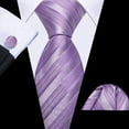 thumbnail image 3 of Set de corbatas Barry.Wang de seda a rayas, 150 cm, con gemelos, 3 of 6
