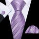 thumbnail image 3 of Set de corbatas Barry.Wang de seda a rayas, 150 cm, con gemelos, 3 of 6