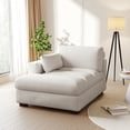 thumbnail image 3 of UIXE Oversized Corduroy Chaise Lounge Chair with Right Armrest,Comfy Upholstered Sleeper Sofa Indoor Recliner Seat w/Washable Cover for Bedroom Living Room, Beige, 3 of 7
