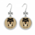 thumbnail image 1 of Boucles d'Oreilles Nœud Animal de Compagnie Collie Rugueux à Poils Longs Crochet Percé, 1 of 3