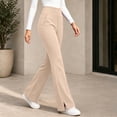 thumbnail image 4 of cocolona Womens Winter Casual Fleece Flare Pants Solid Color Elastic Waist Wide Leg Gym Workout Yoga Pants with Pockets, 4 of 5