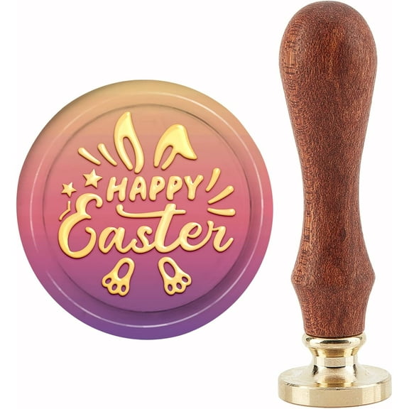 Happy Easter Wax Seal Stamp Rabbit Sealing Wax Stamps Paw Print 30mm Retro Removable Brass Stamp Head with Wood Handle