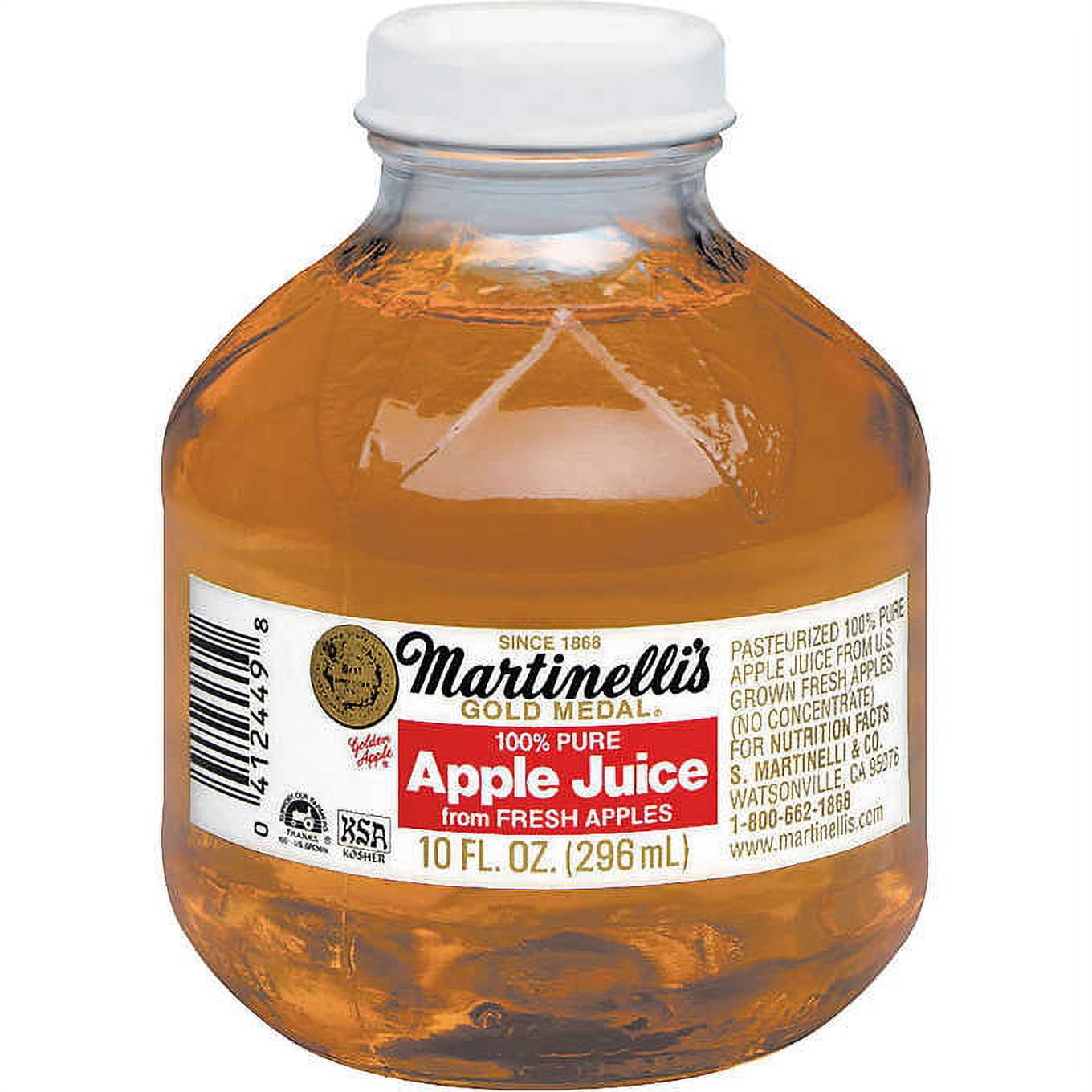 Martinelli's, 100% Pure Apple Juice, 10 fl oz Bottle, 24-Count