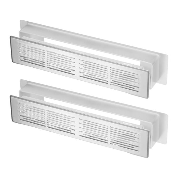 7.2 x 1.3 Inch Air Vent Cover, 2 Pack Heavy Duty Plastic Two Sided Ventilation Grille Door Louver Vent for Cabinet Door Wardrobe Ceiling Floor, Silver