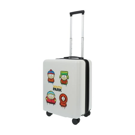 South Park 22.5 Inch Carry On Luggage Stan Kyle Cartman and Kenny Hardshell Rolling Suitcase with Spinner Wheels White