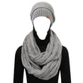 thumbnail image 3 of Wrapables Winter Warm Chunky Cable Knit Infinity Scarf and Beanie Set, Light Gray, 3 of 7
