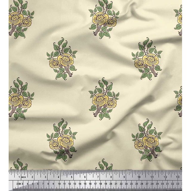 Soimoi Feuilles de Voile de Coton & Tissu Imprimé Floral 1 Yard 56 Inch Wide